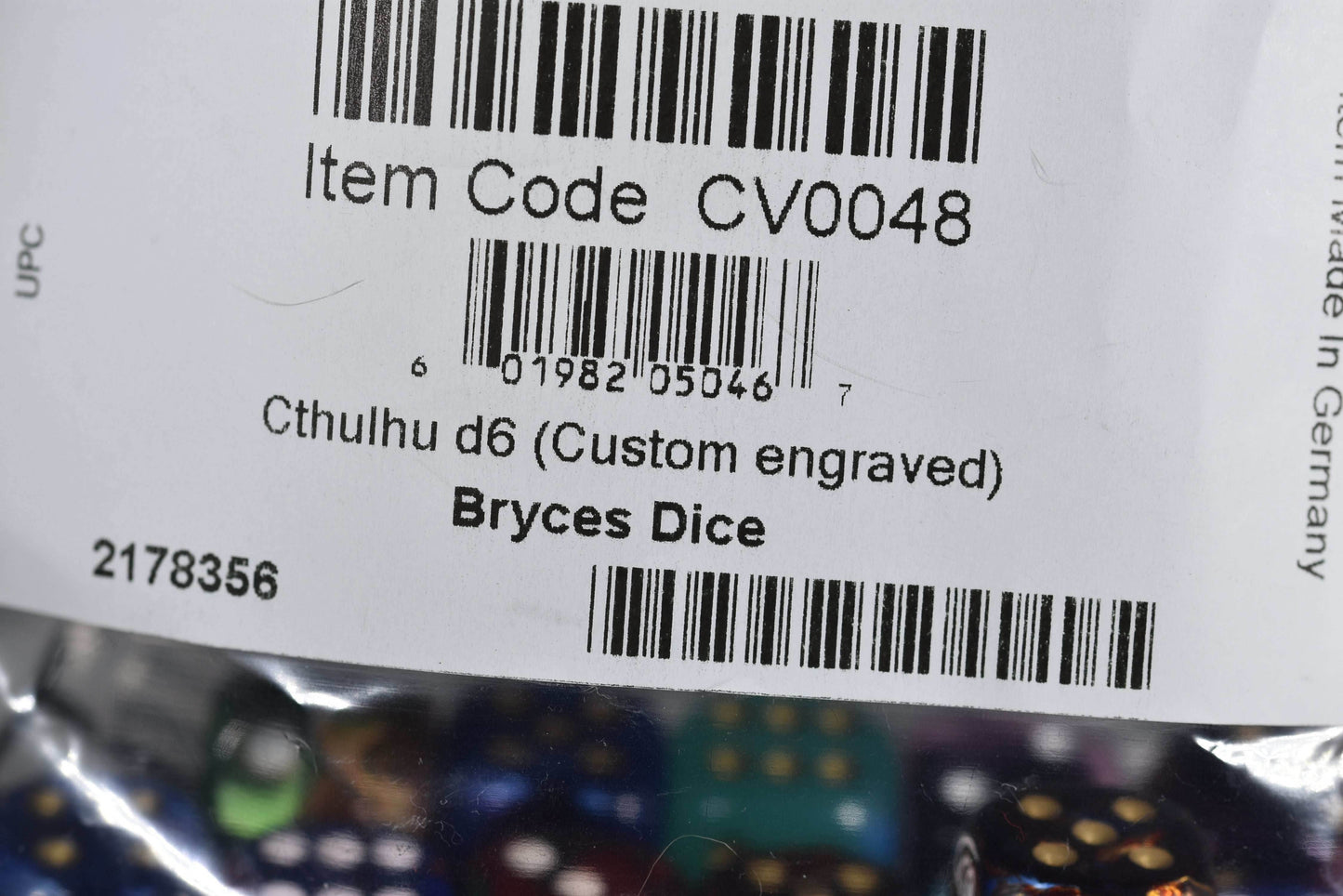 Cthulhu d6 Pipped Dice | Custom Dice Featuring Cthulhu on the '1' (sold per piece) -