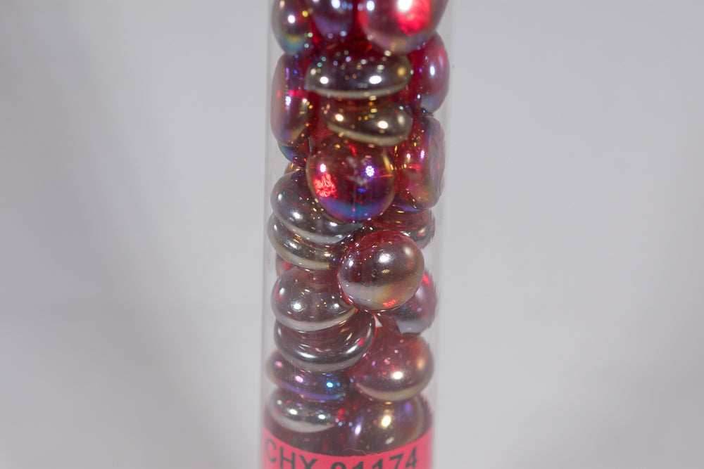 40+ Crystal Red Iridized Glass Gaming Stones Counters -