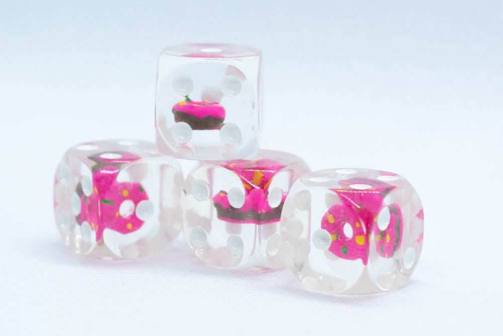 Pink Donut Pipped d6 16mm (Custom Dice) *Sold per die -