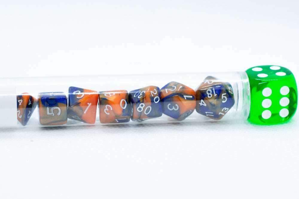 Hot Melt Mini Two Tone Polyhedral RPG Dice Set Small D4-D20 in Tube -