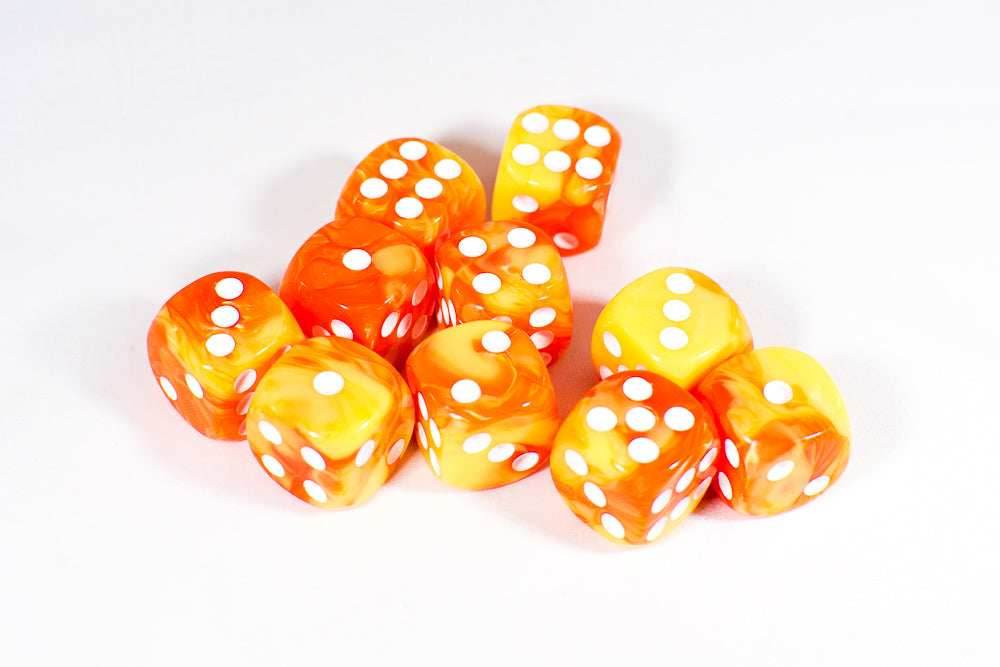 Orange and Yellow 16mm D6 Pipped Dice -