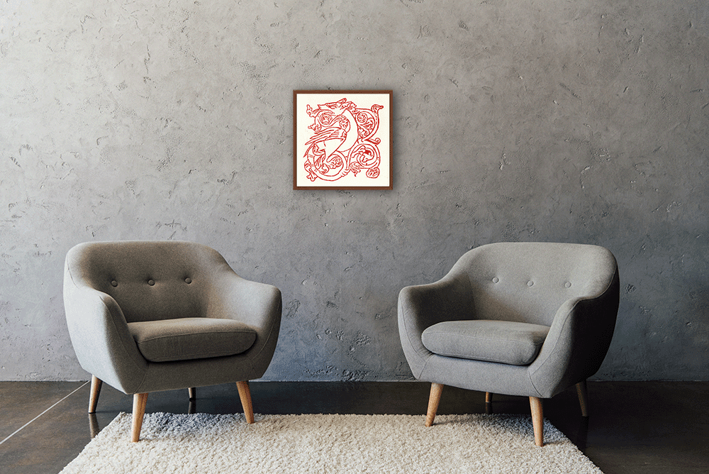 Beautiful Red Dragon Fine Art Print - 8x8 Inch -