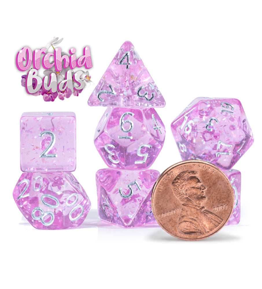 12mm Mighty Tiny Dice Set (7 Dice) - Orchid Buds