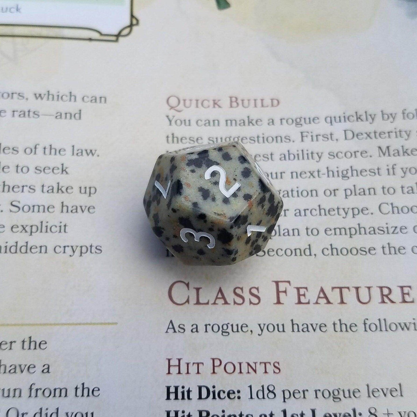 Gemstone Spotted Stone Hand Carved DND Dice Set -