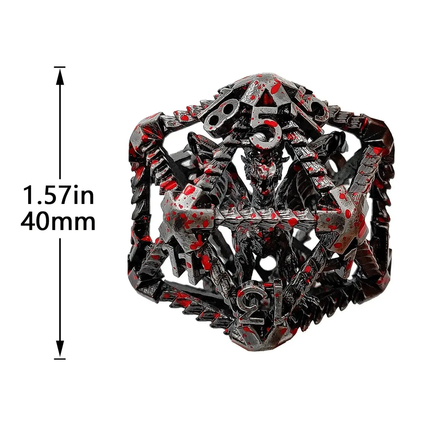 3D Metal Flying Dragon Hollow D20 Polyhedron Dice 40mm 20 Sided Dice