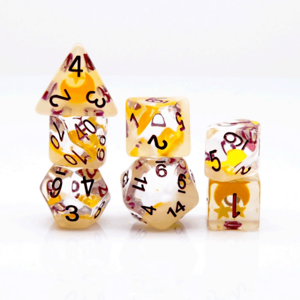 Glow in the Dark Moon and Star RPG Dice Set -
