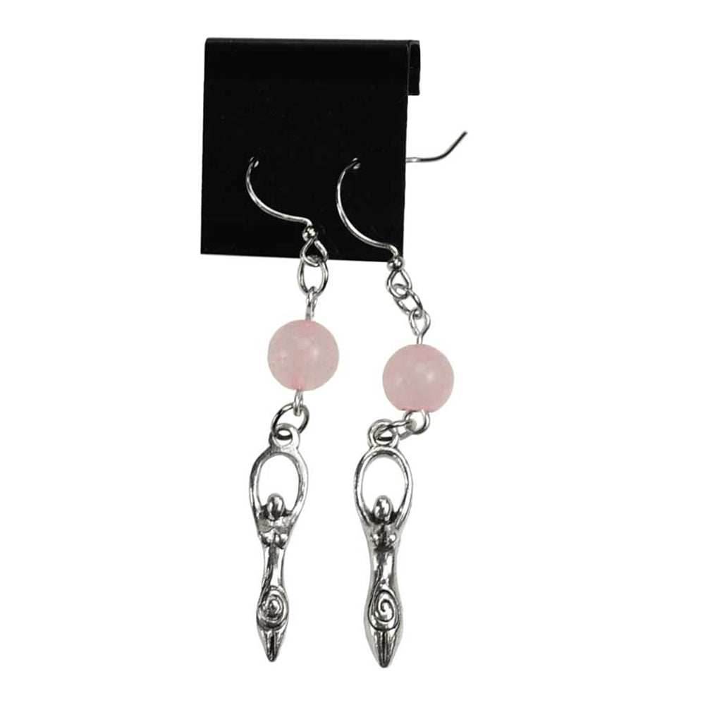Rose Quartz Goddess Earrings -