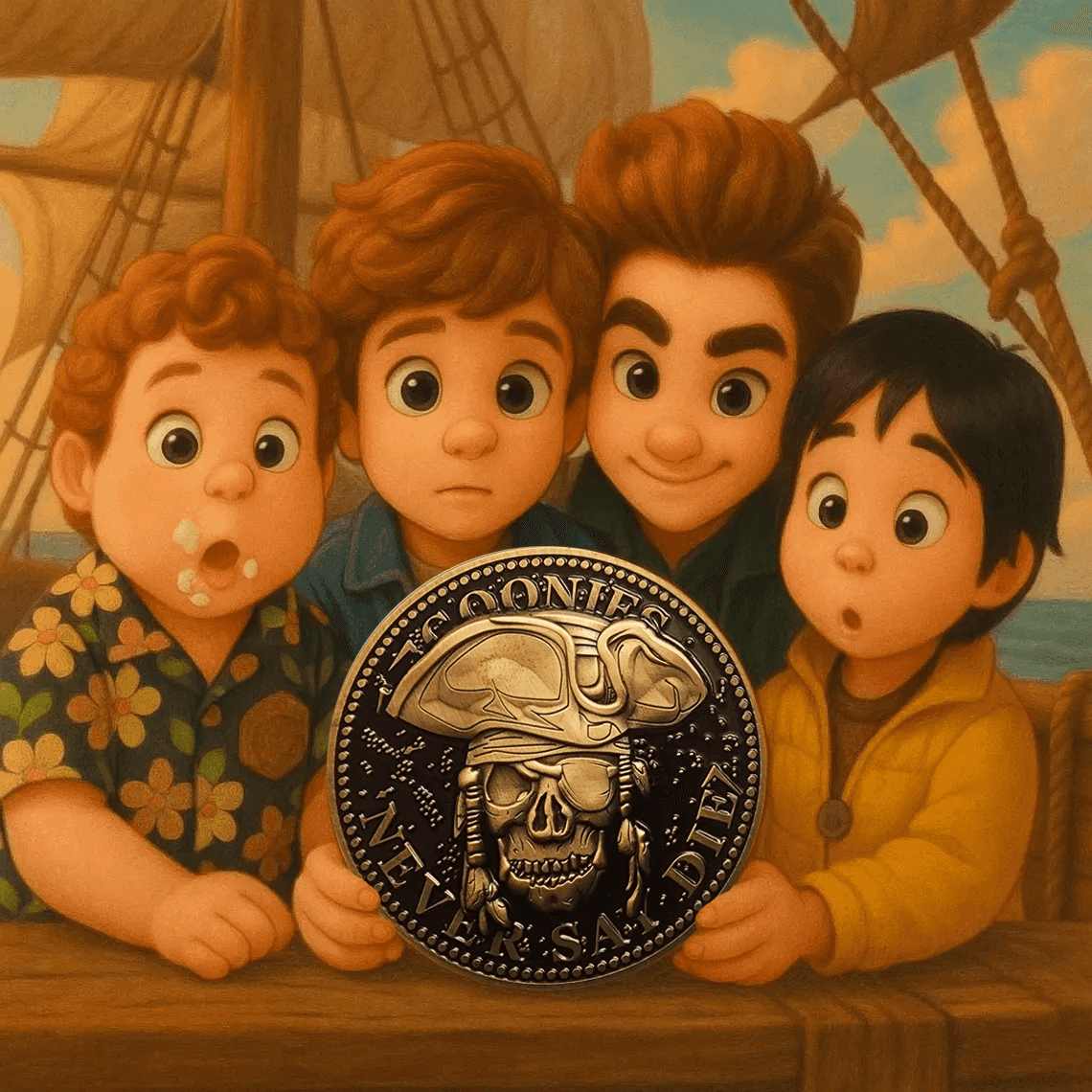 GL14-006 Goonies Astoria Police Challenge Coin Goonies Never Say Die One Eyed Willie -