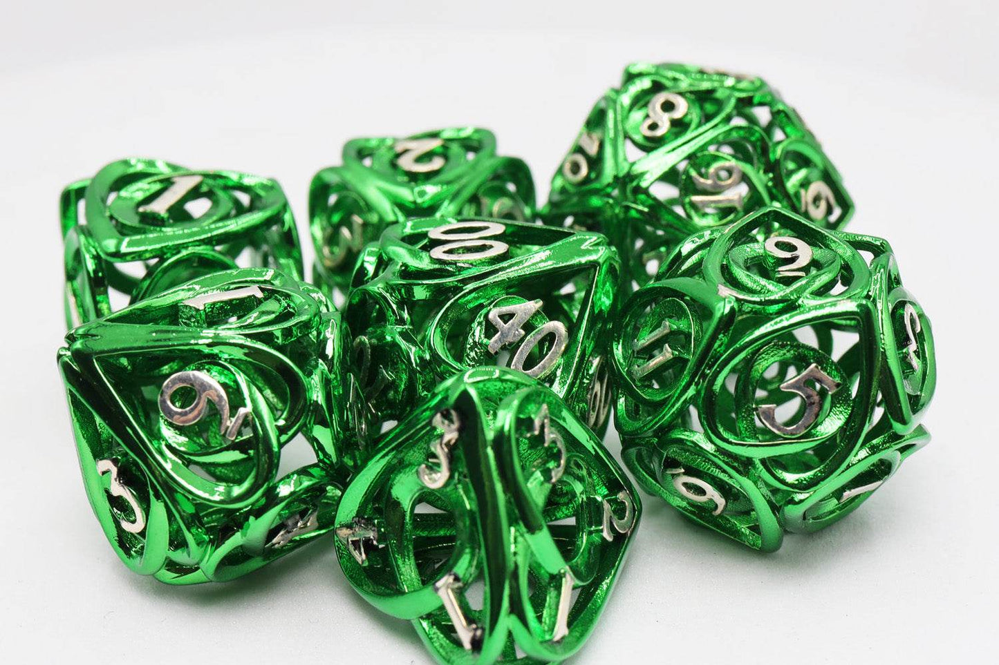 Hollow Hearts: Green - Metal RPG Dice Set -