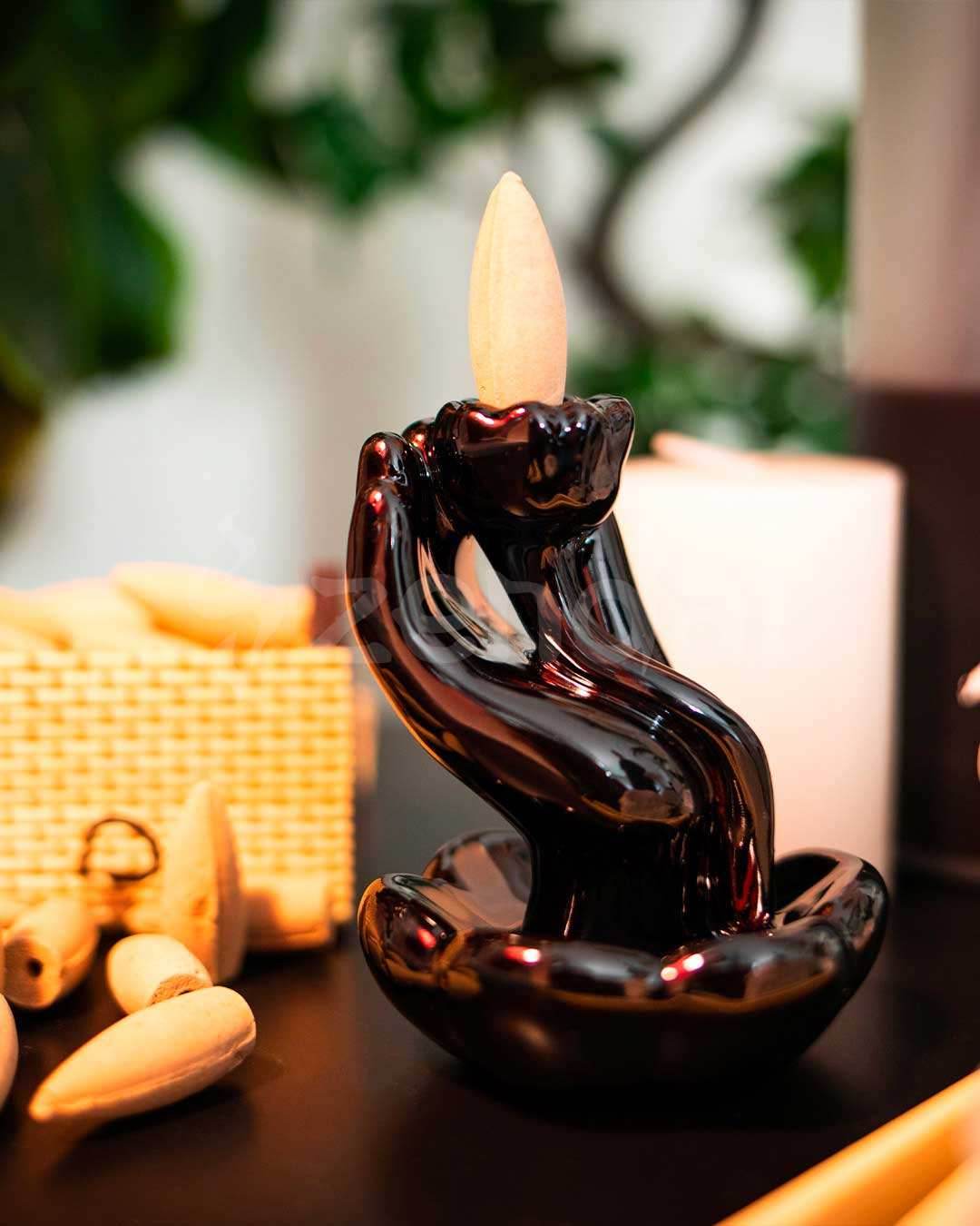 Hand & Lotus Backflow Incense Burner -