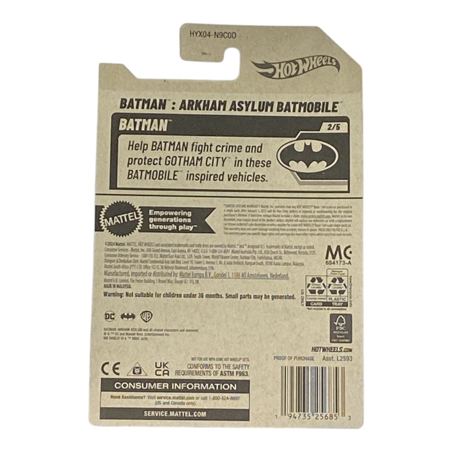 Hot Wheels Batman Arkham Asylum Batmobile - Batman Series 2/5