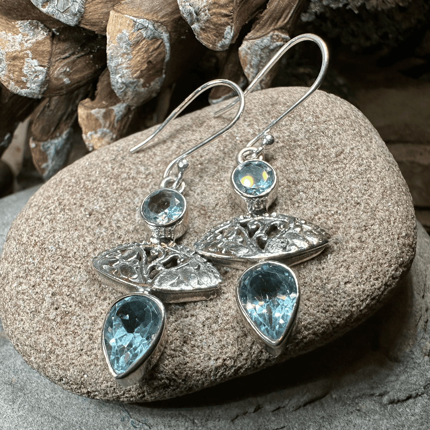 Celtic Morning Blue Topaz Earrings -