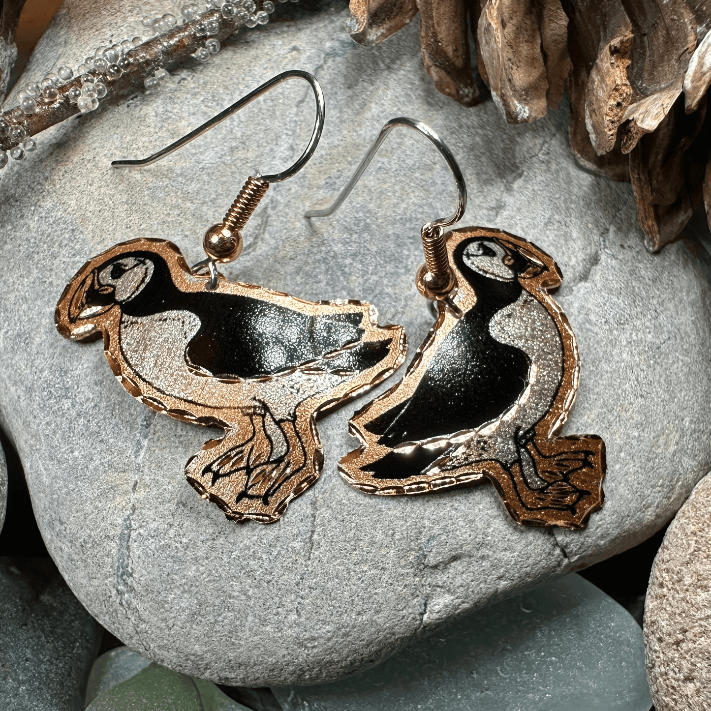 Puffin Copper Earrings -