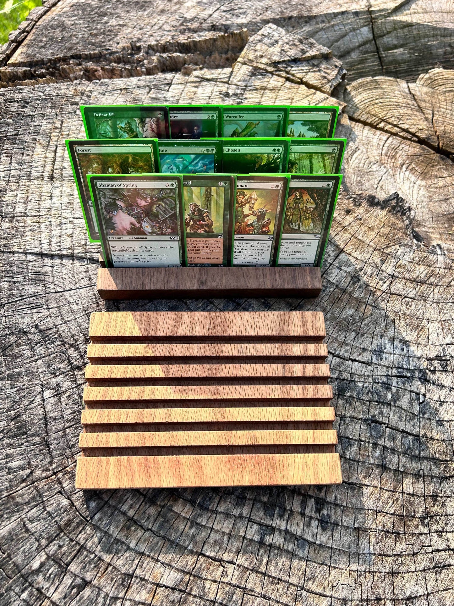 Card Holding Tray/Challenge Coin Display - Walnut
