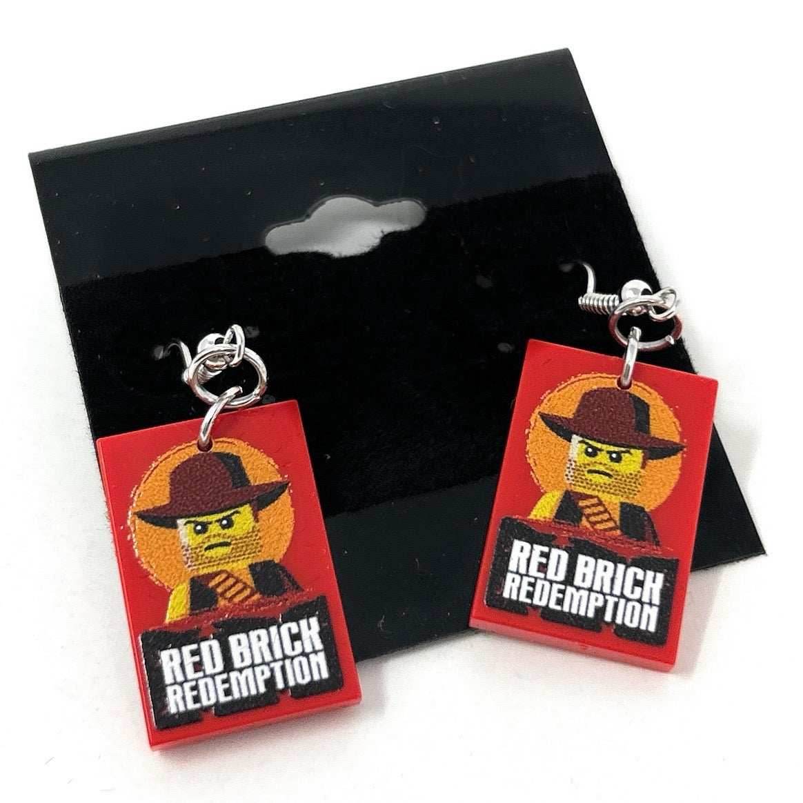 Red Brick Redemption Video Gaming Earrings made from LEGO parts - B3 Customs -