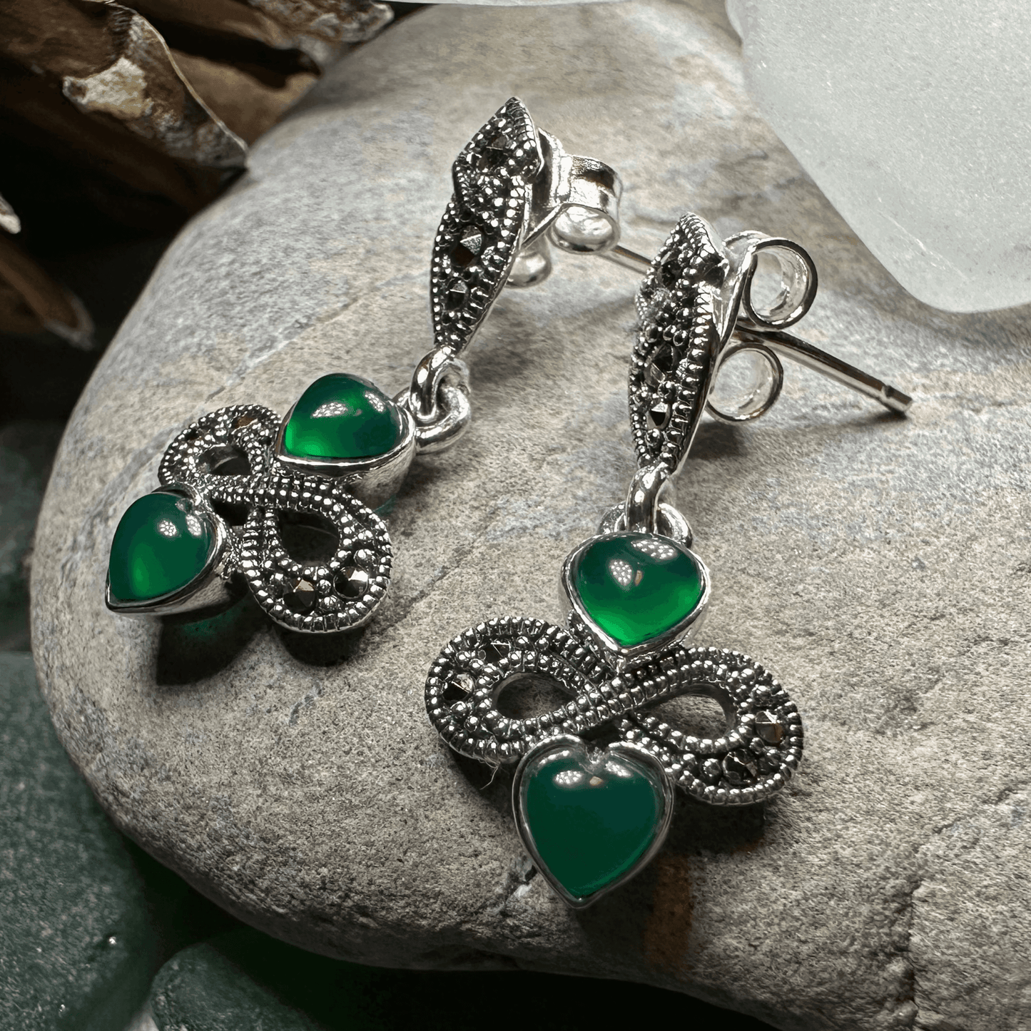 Infinity Knot Marcasite Post Earrings -