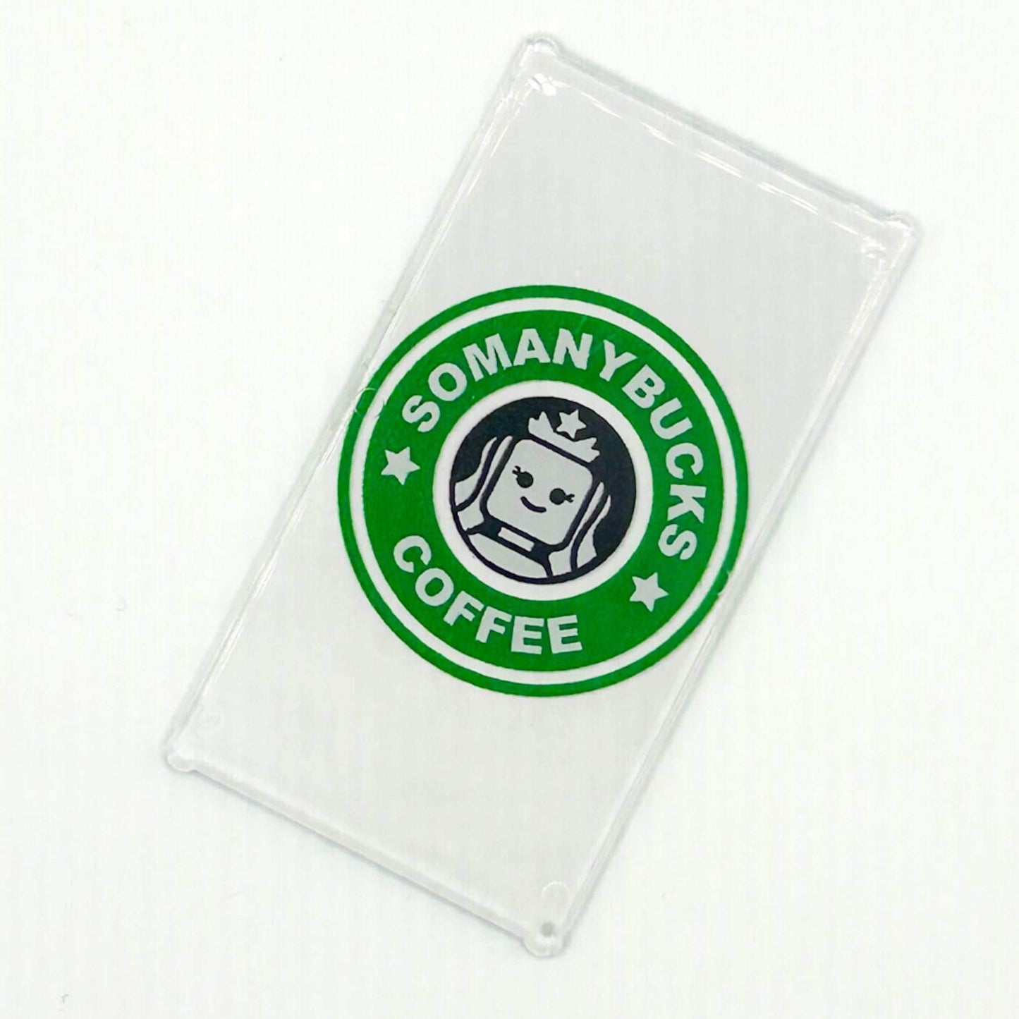 Somanybucks Coffee 4x6 Glass Window Sign made with LEGO part - B3 Customs -