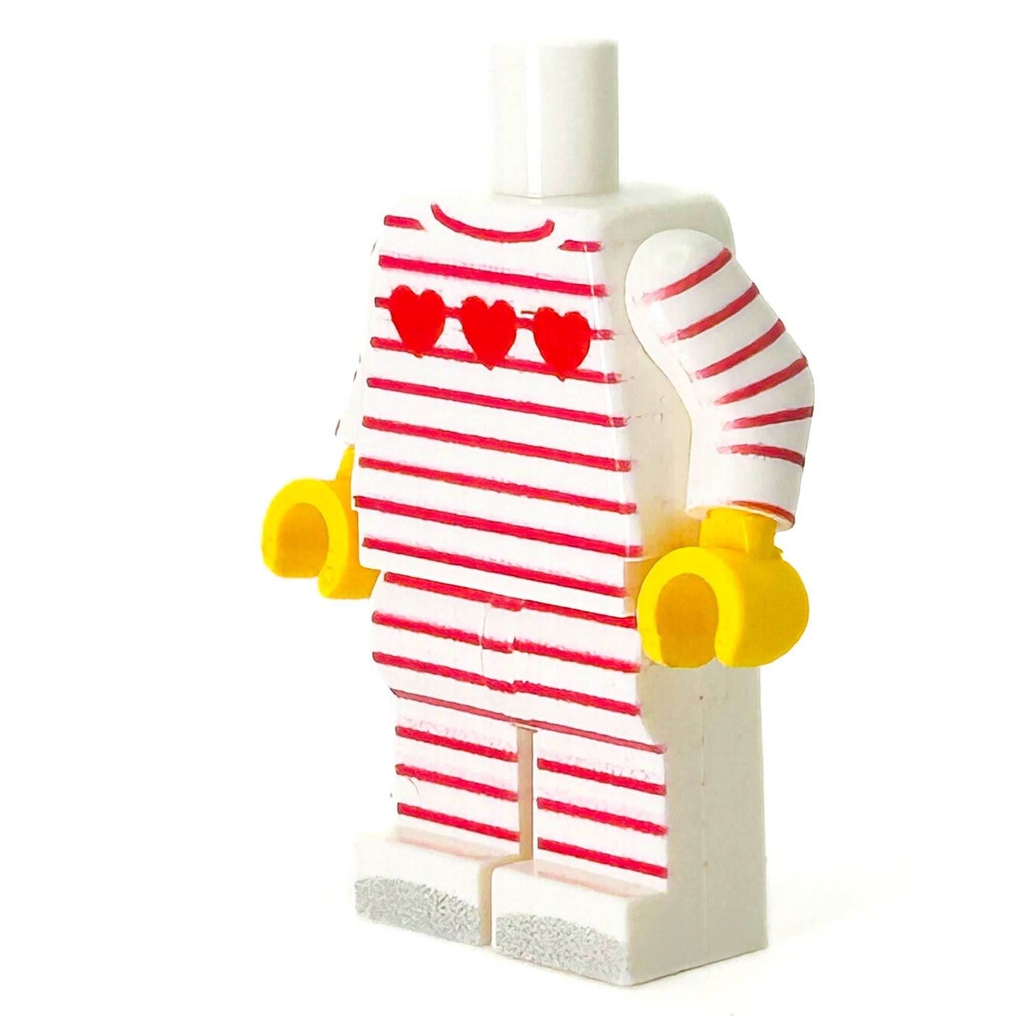 Valentine's Day 3 Hearts PJs Minifig Body - B3 Customs -