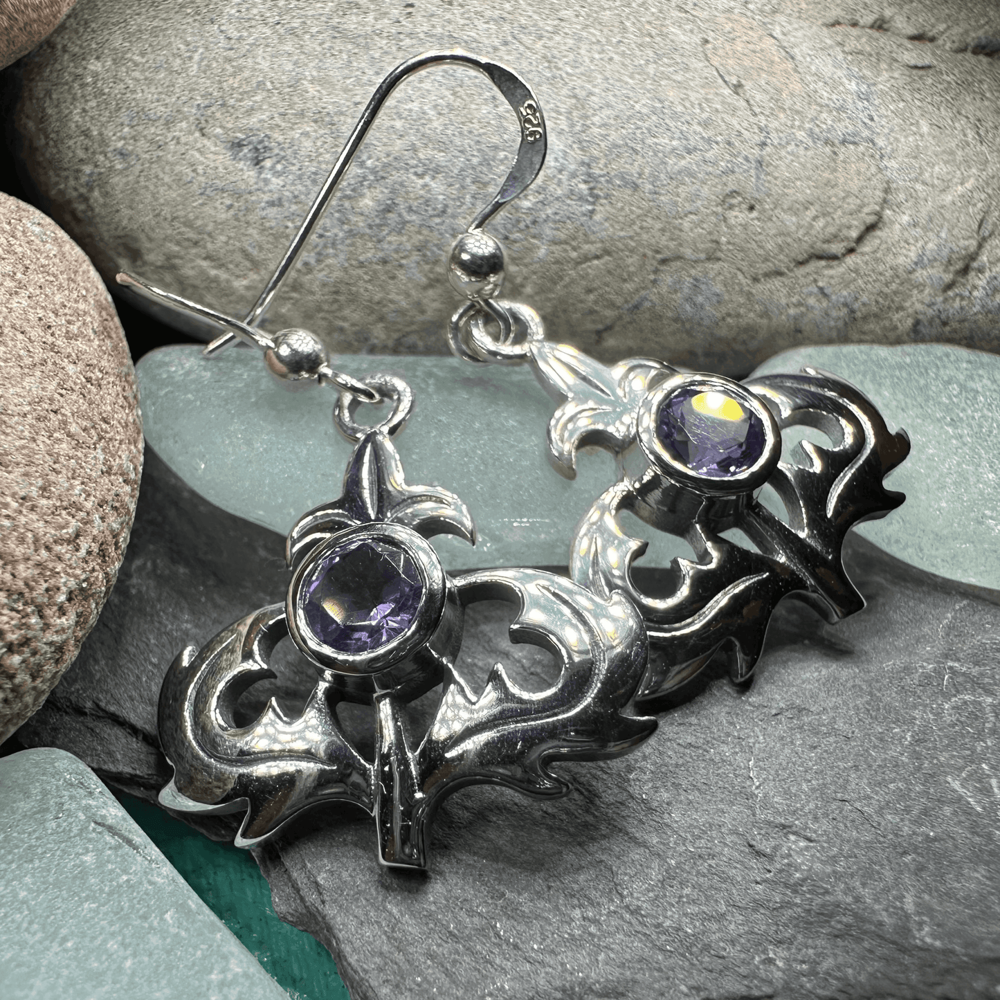Amethyst Thistle Earrings -