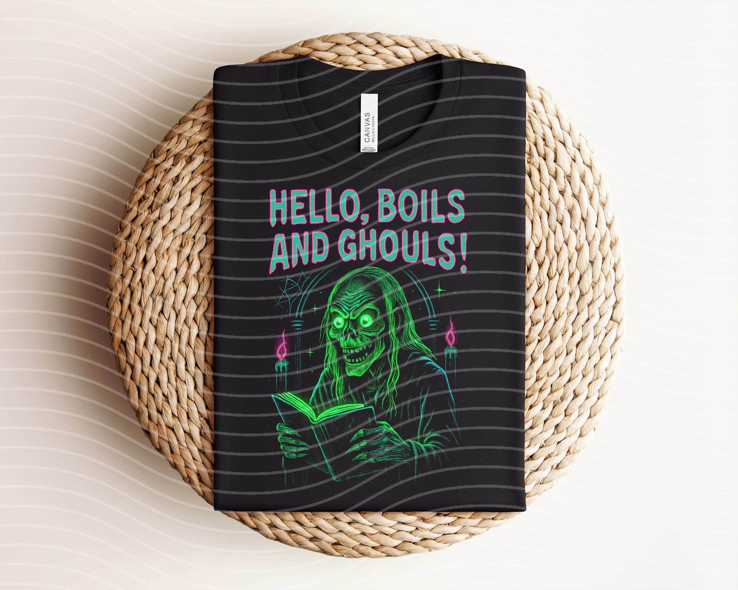 Hello Boils and Ghouls Neon Graphic Tee - S