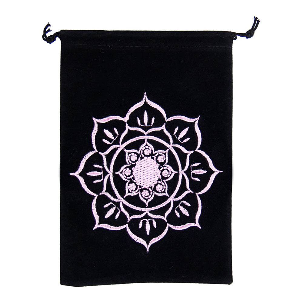 Lotus Black Velvet Embroidered Bag -