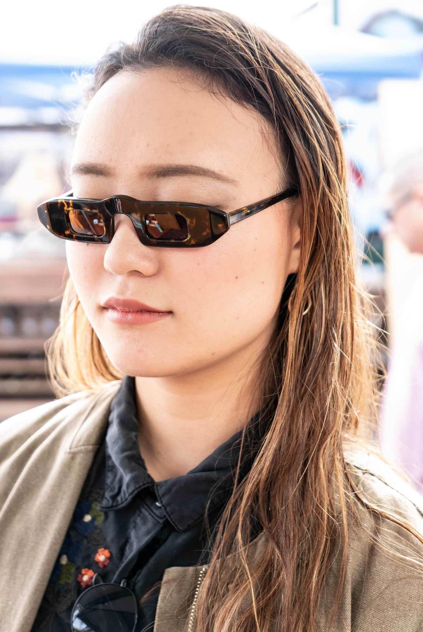 Black Polarized Steampunk Sunglass - Hitomi - Black/Brown Lens