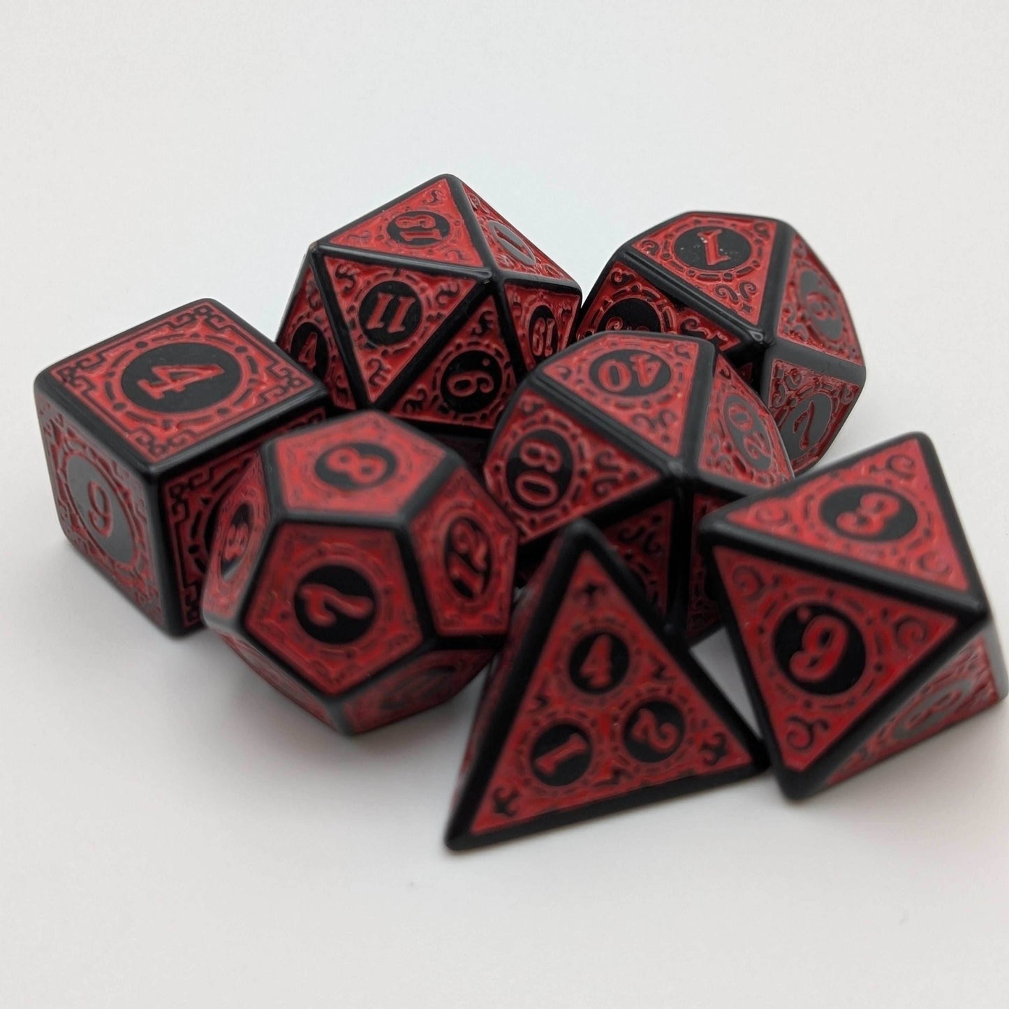 Enchanted Demon - 7 Piece DnD Dice Set | Acrylic RPG Gaming Dice -