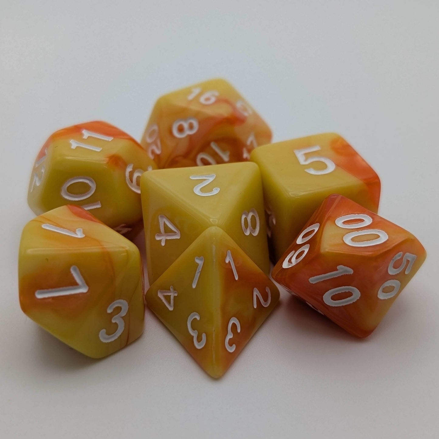 Lemon Orange - 7 Piece DnD Dice Set | Acrylic RPG Gaming Dice -