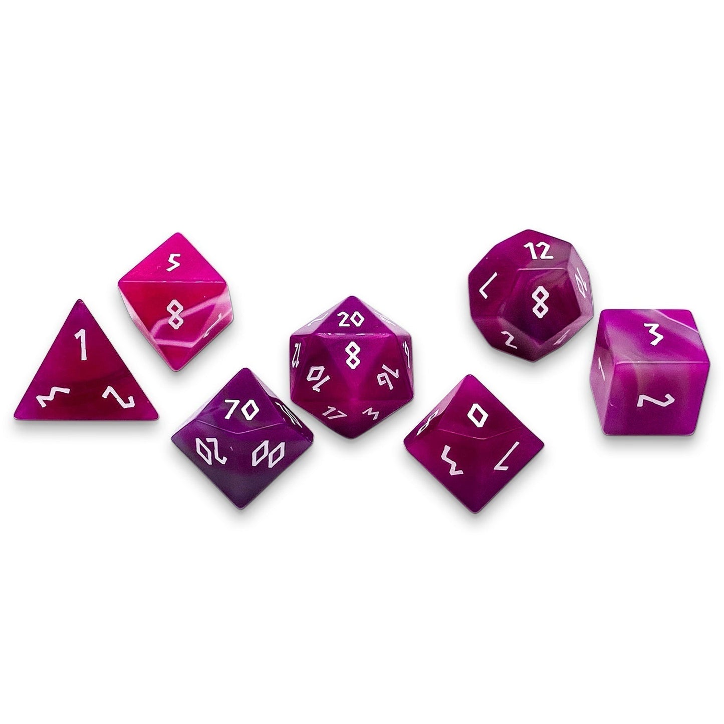 Pink Striped Agate - 7 Piece RPG Set Gemstone Dice