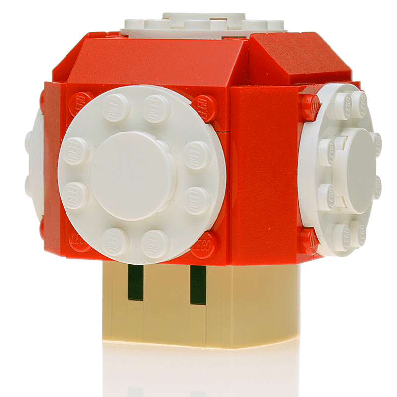 Red Power Up Mushroom made from LEGO parts - B3 Customs -