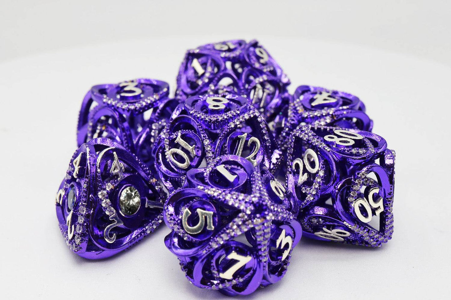 Hollow Hearts: Jeweled Purple - Metal RPG Dice Set -