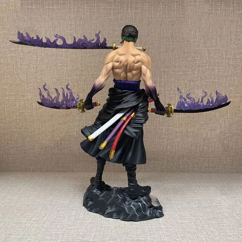 Roronoa Zoro Figurines, One Piece Action Figure 3 Sword Style Santoryu PVC Statue 28 CM