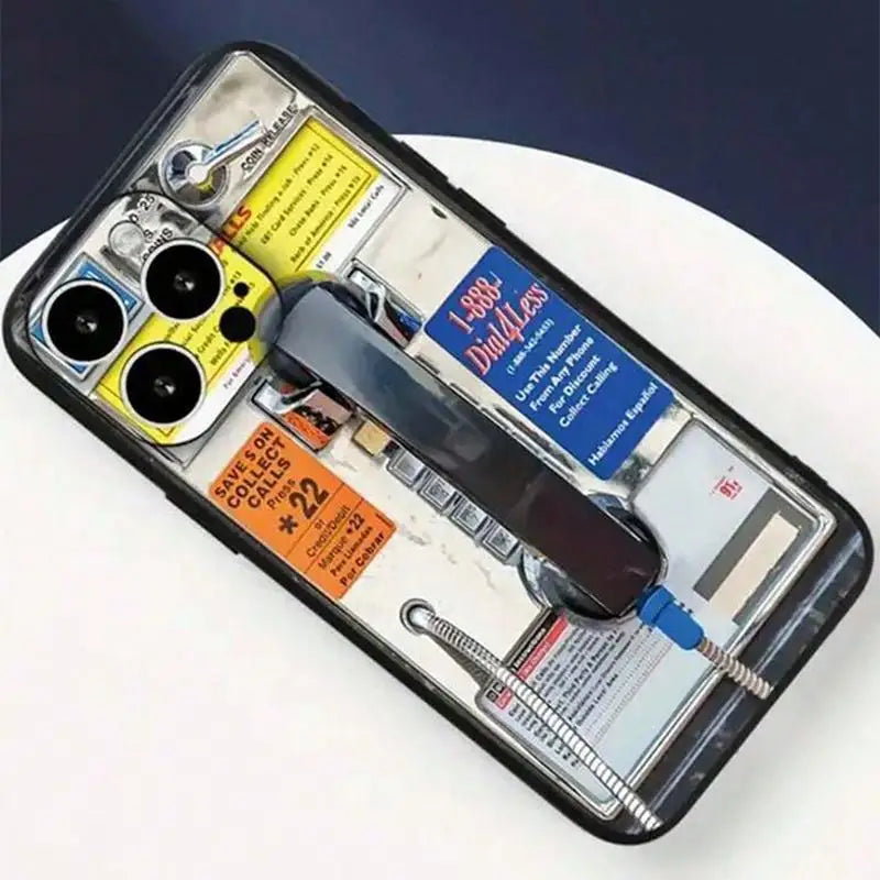 Vintage Telephone Booth Pattern Phone Case, Fashion Phone Accessories Compatible with IPhone 16 Pro Max 15 Pro 14Plus 13 12 11
