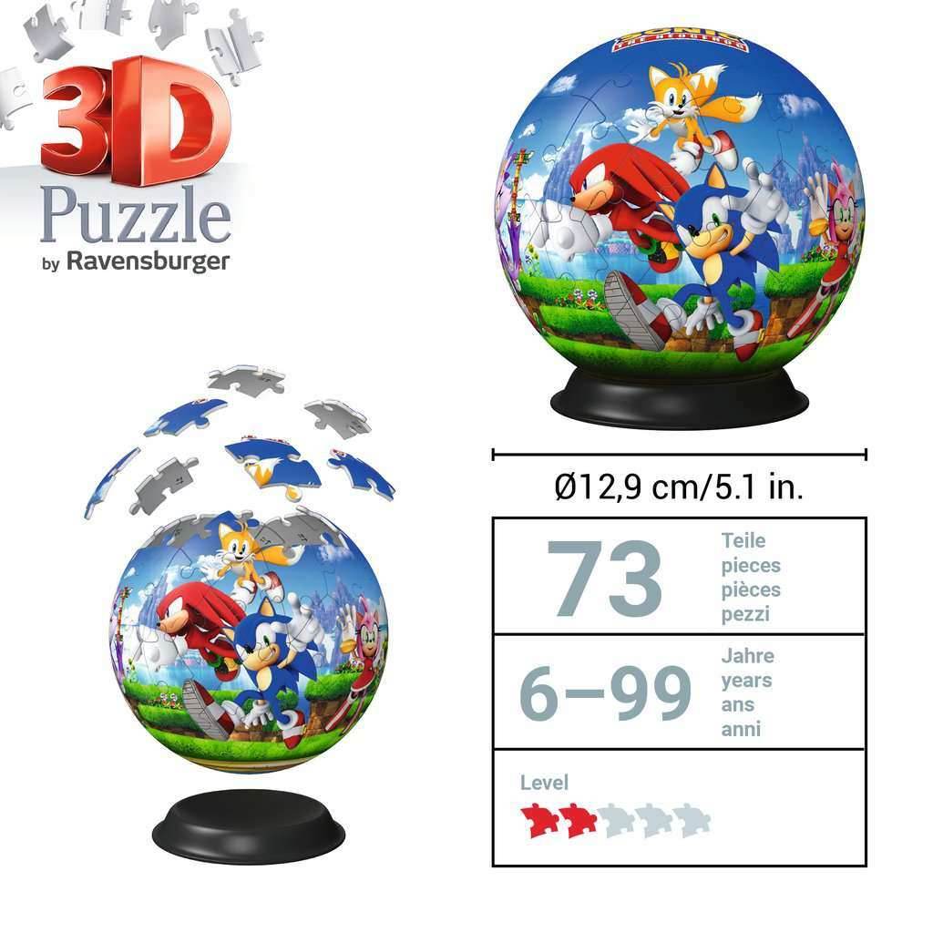 Sonic the Hedgehog Ball 73 Piece 3D Jigsaw Puzzle Ravensburger -