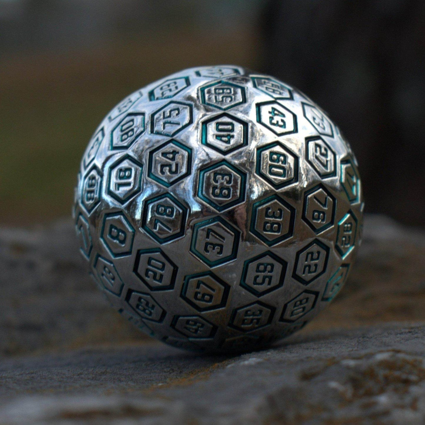 The Orb D100 - Aqua and Silver Metal Die -