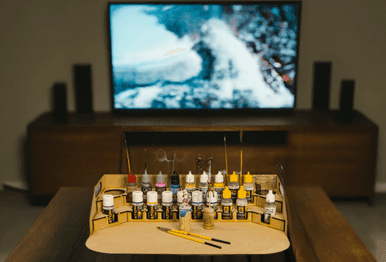 Painting Station Fully Assembled - 26mm, For Vallejo and Army Painter Style Dropper Bottles -