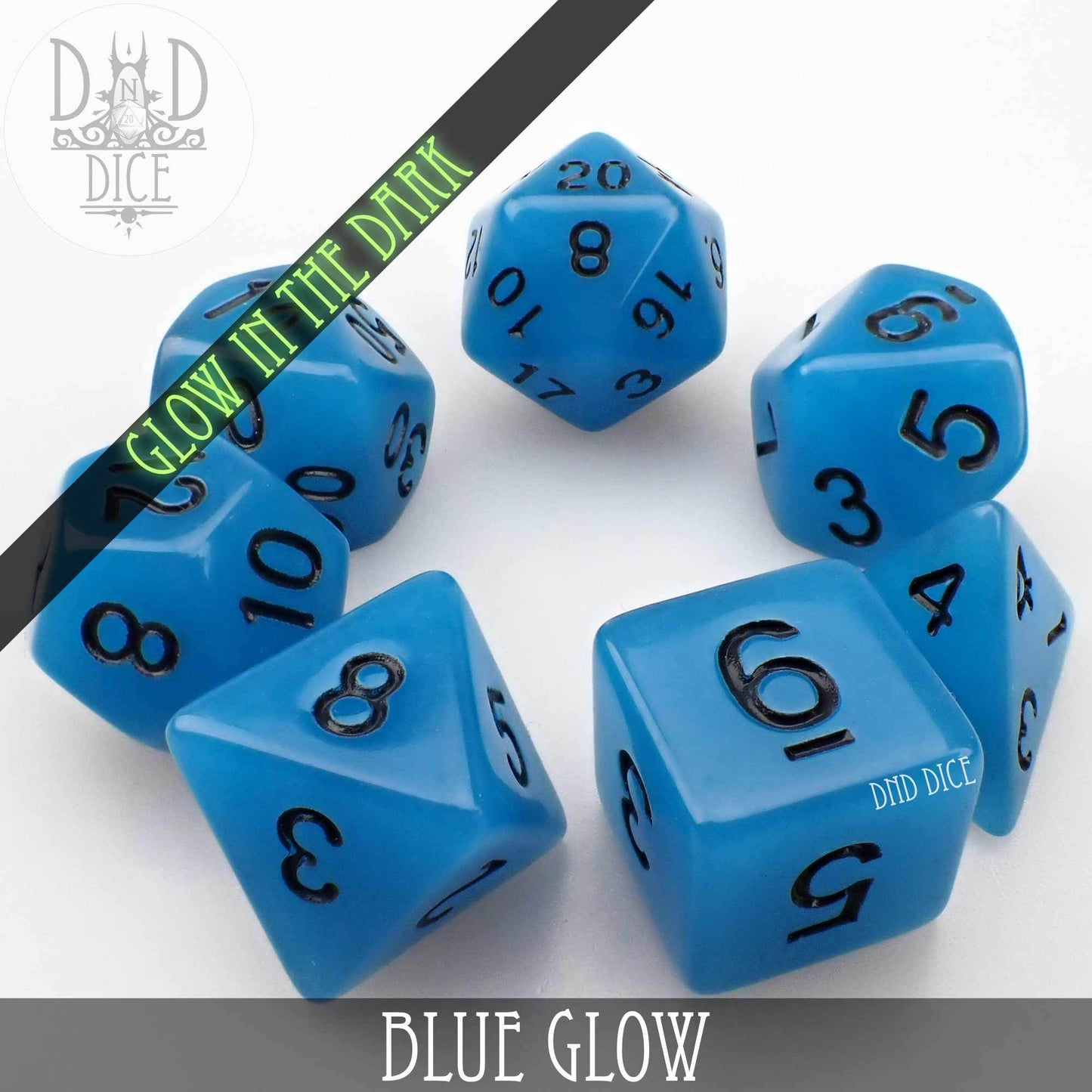Blue Glow in the Dark Dice Set -