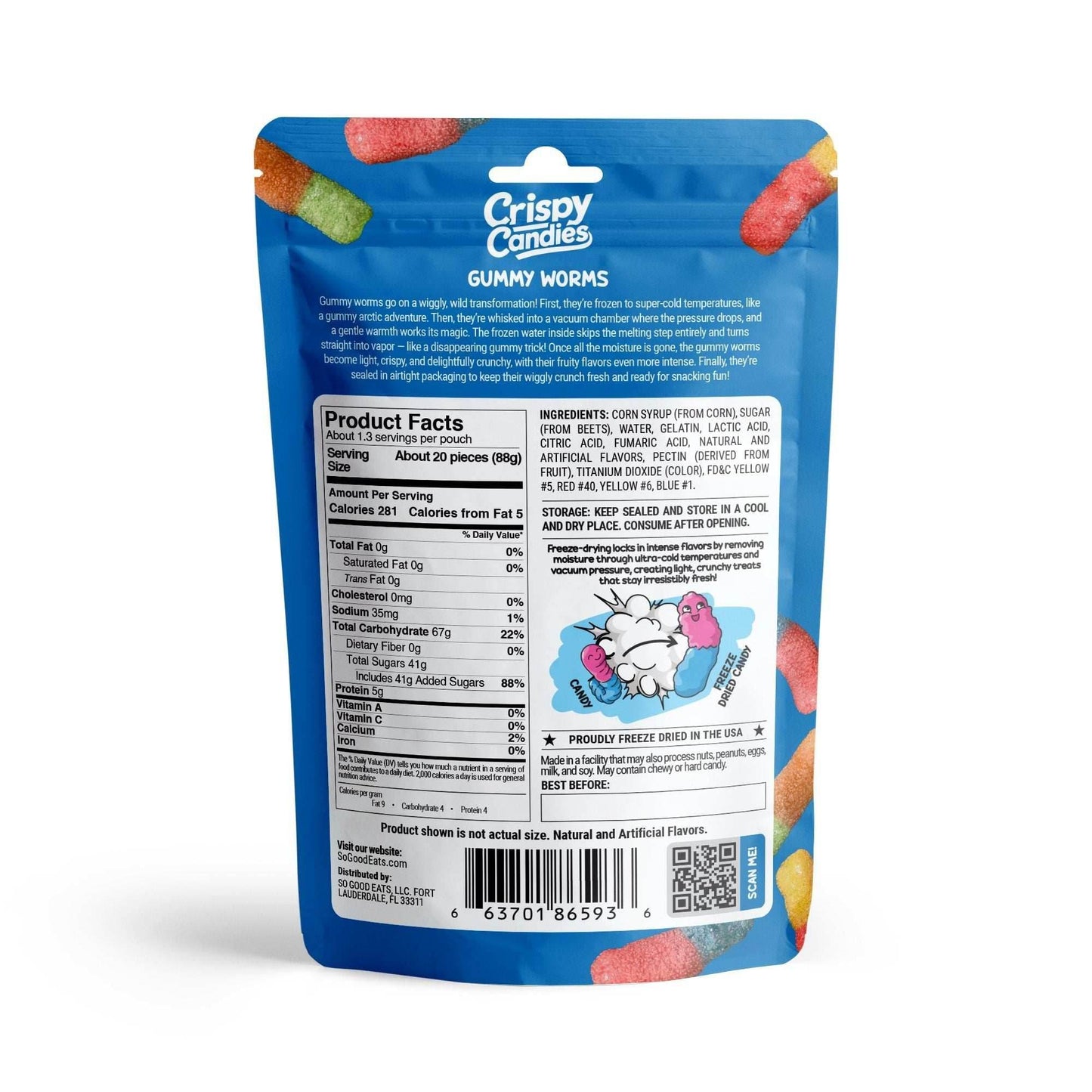 Crispy Candies - Gummy Worms Freeze Dried Candy 114g -