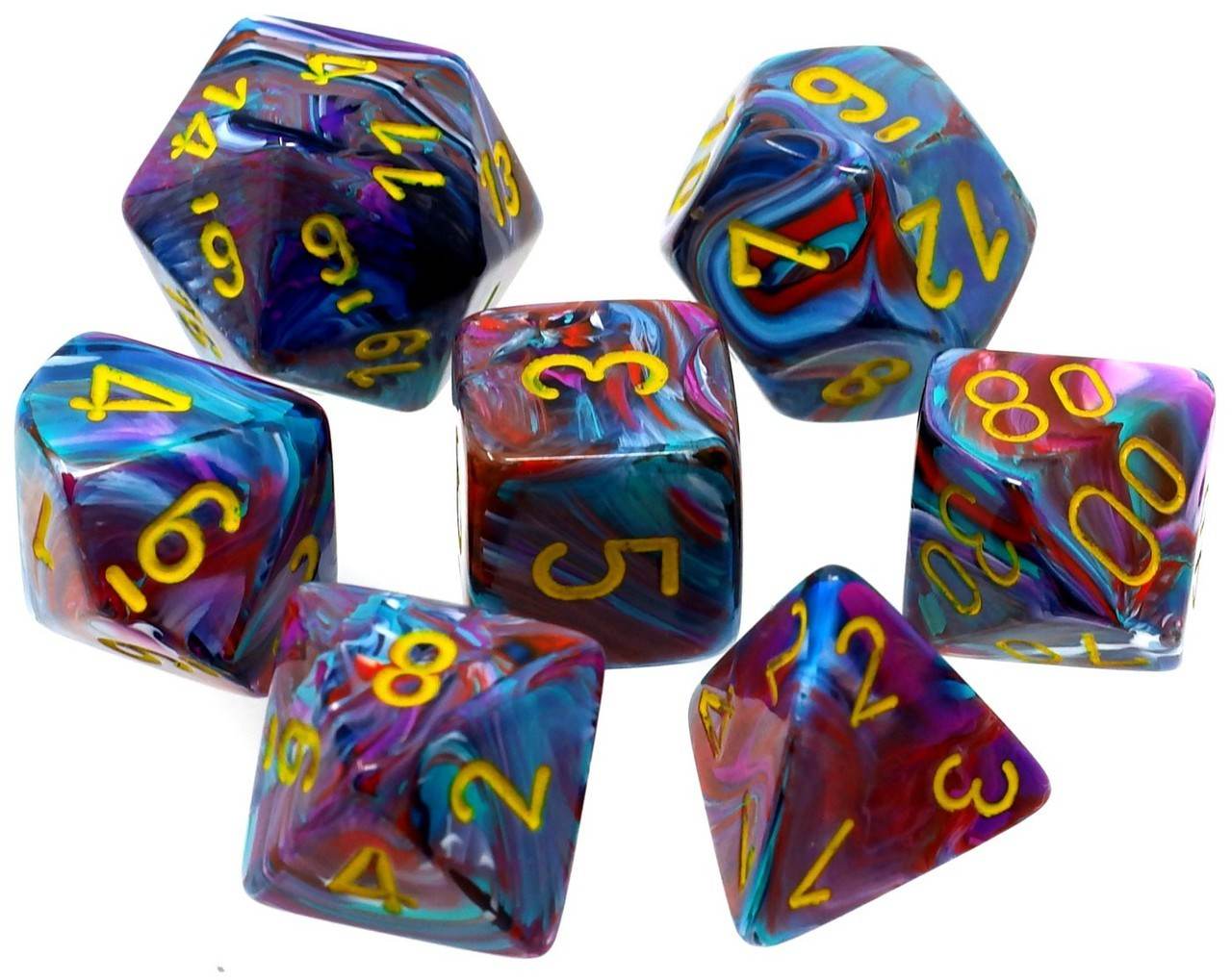 Festive Polyhedral Mosaic Yellow 7-die set -