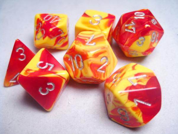 Gemini 5 Polyhedral Red Yellow/Silver 7-Die Set -