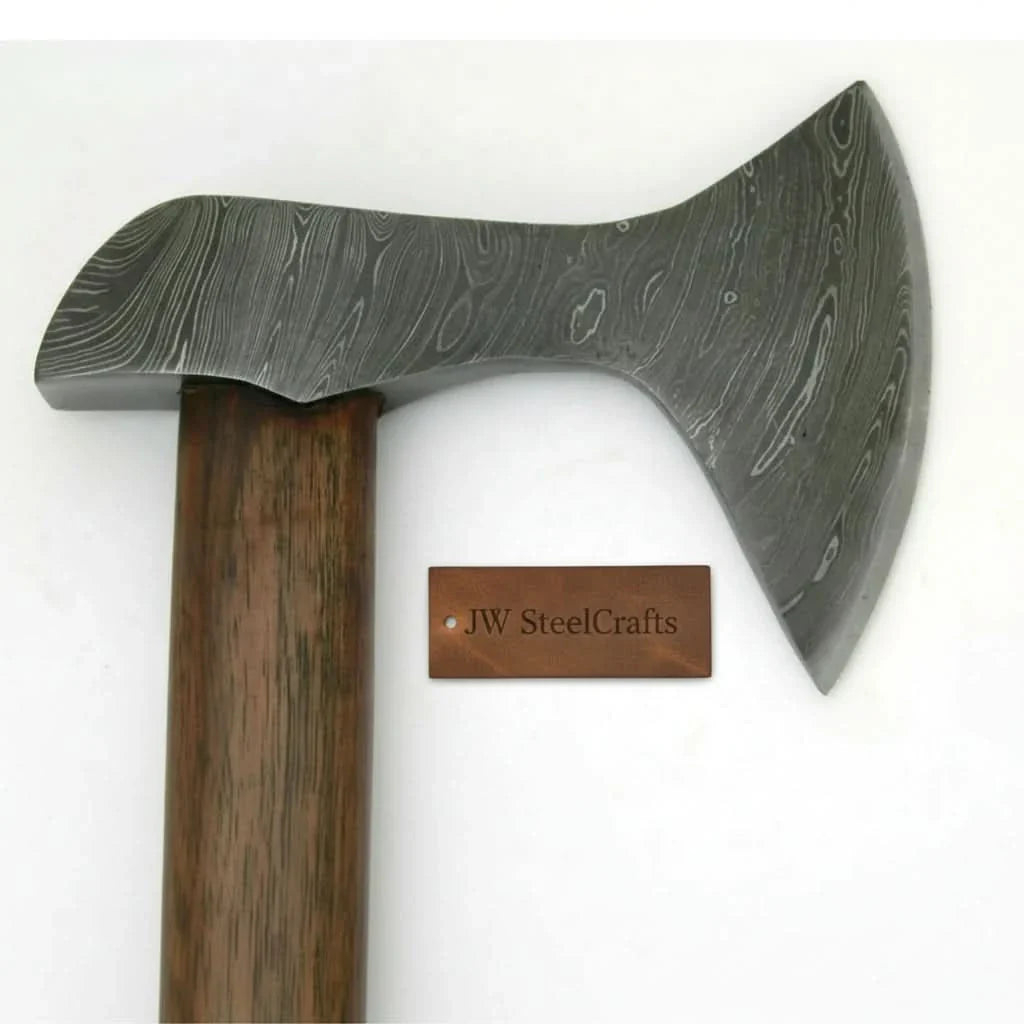Custom Handmade Damascus Steel Burl Wood Axe Hatchet Tomahawk MB-0027
