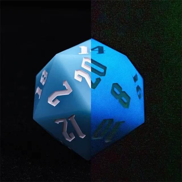 Huge Silicone D20 55mm - Blue (Glow in the Dark)
