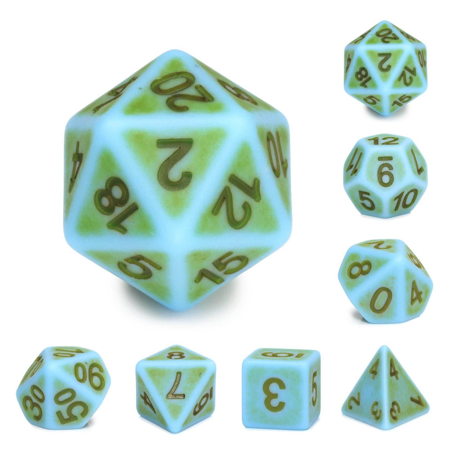 Mini-Moss Ancient 7-Dice Set Role Playing Dungeons and Dragons Dice (Green / Seafoam) -