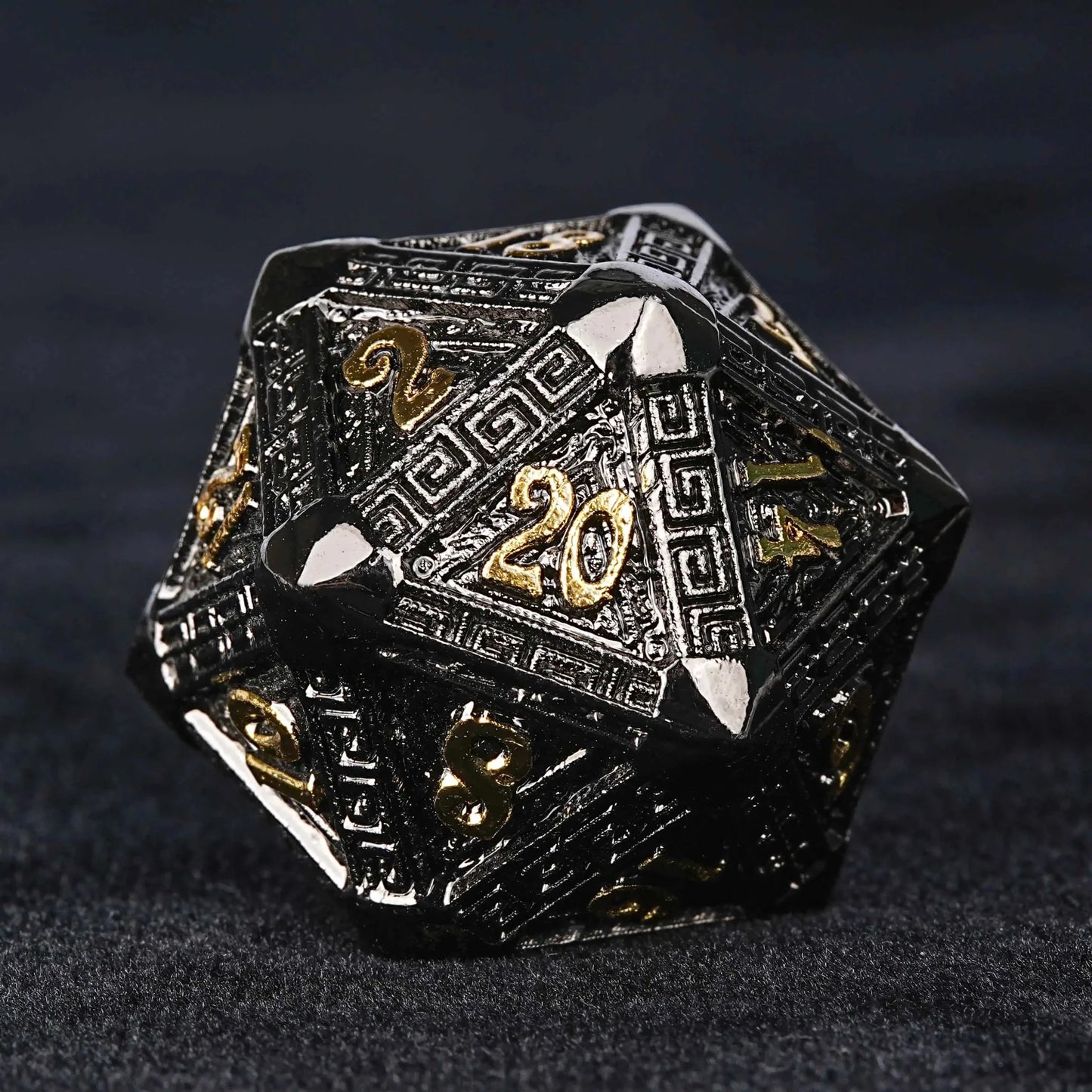 Black Gold Metal DND Dice Set