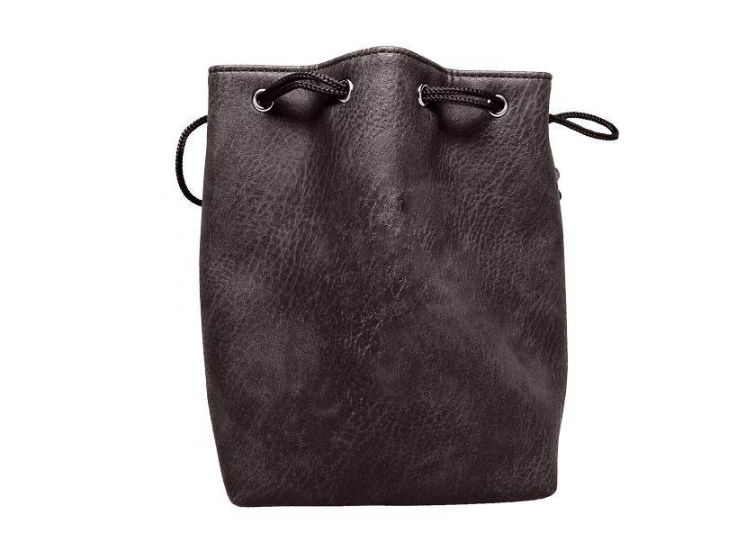 Black Leather Lite Self-Standing Large Dice Bag - No Print Design -