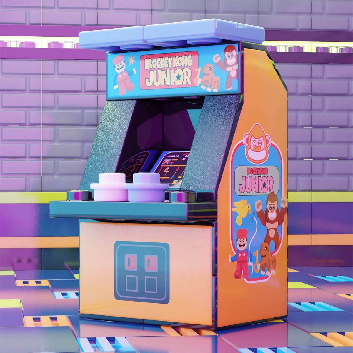 Blockey Kong Jr. - Custom Arcade Machine made using LEGO parts -