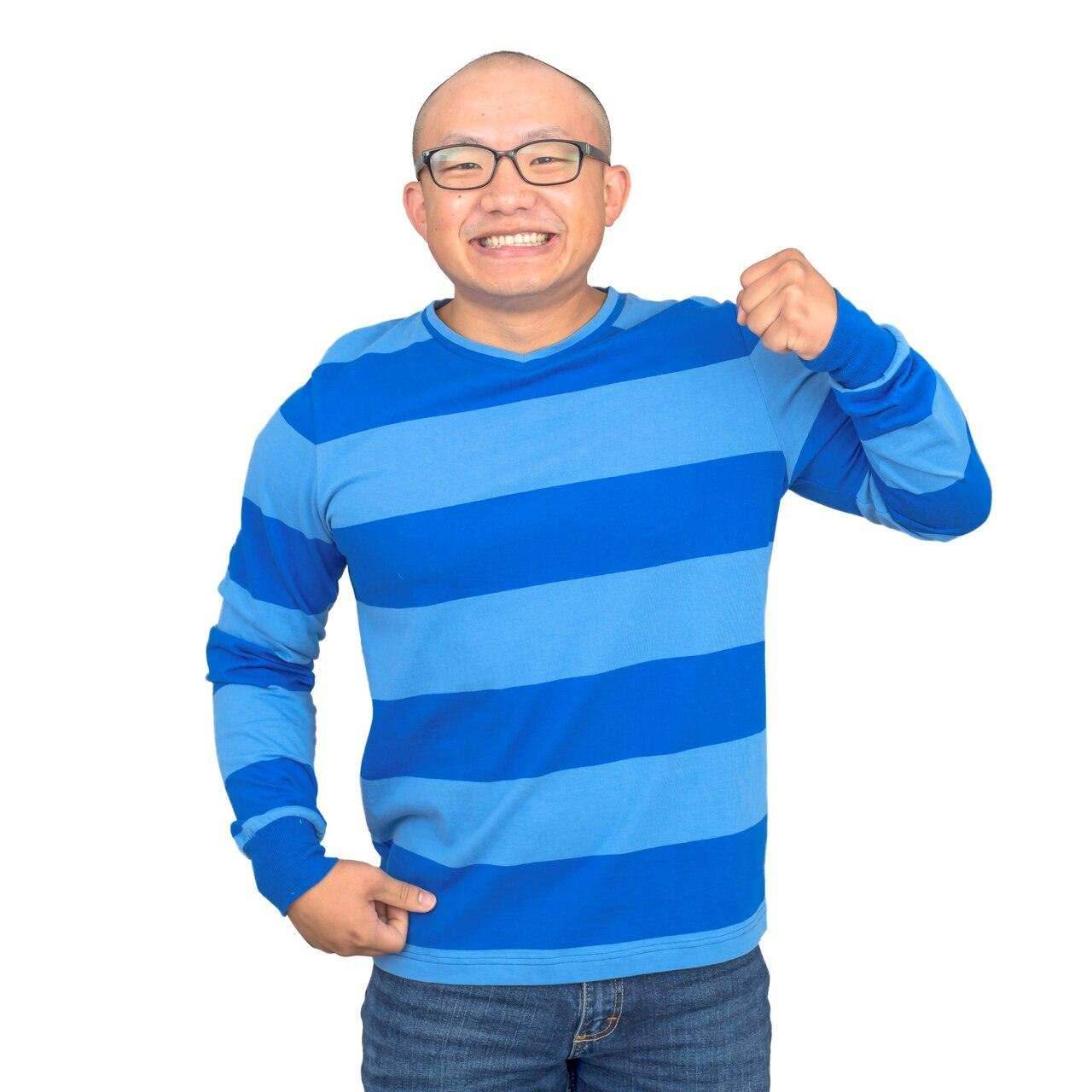 Blue and Detective Halloween Costume Blue Striped Shirt - S
