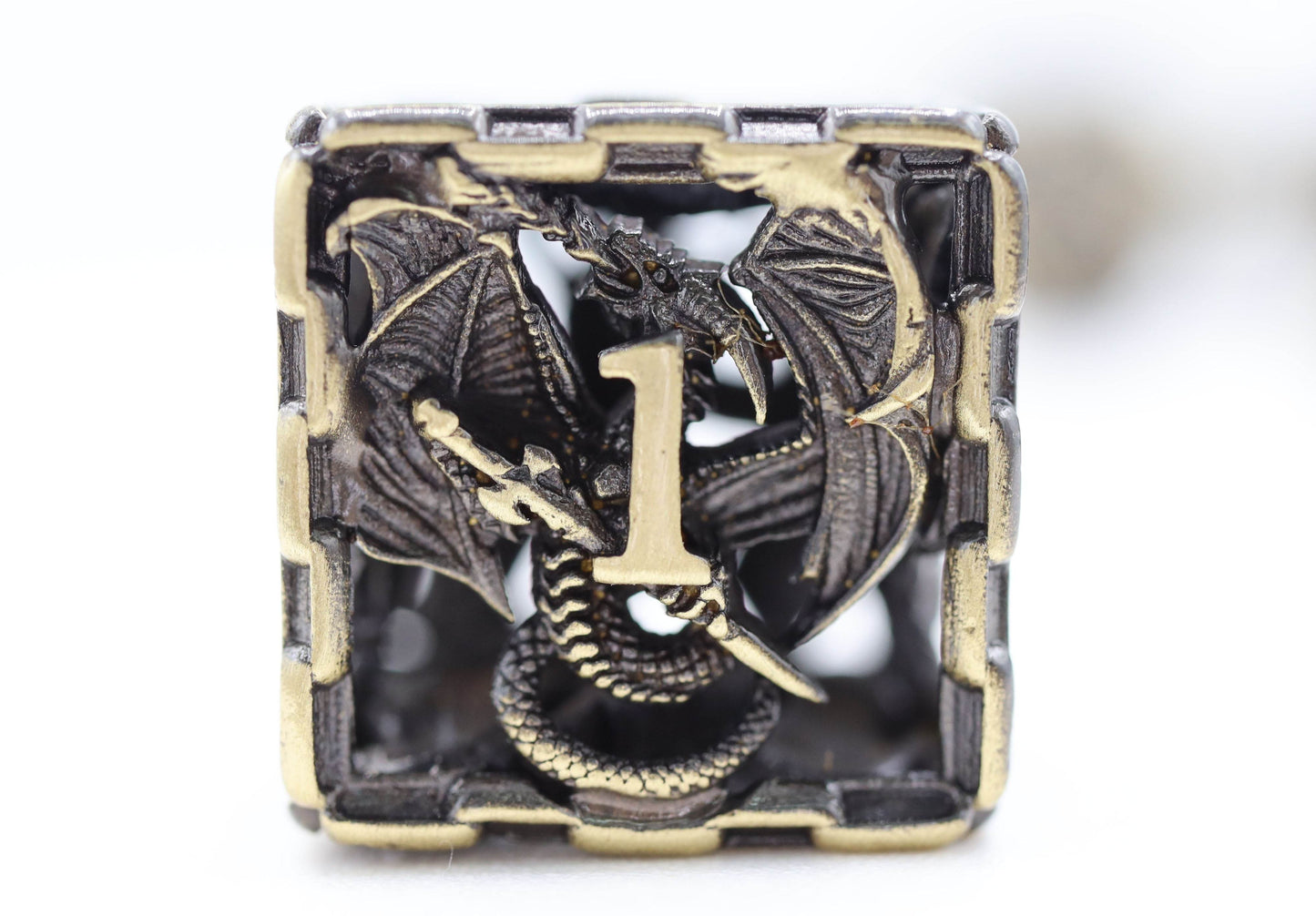 Chained Dragon: Bronze - Hollow Metal RPG Dice Set -