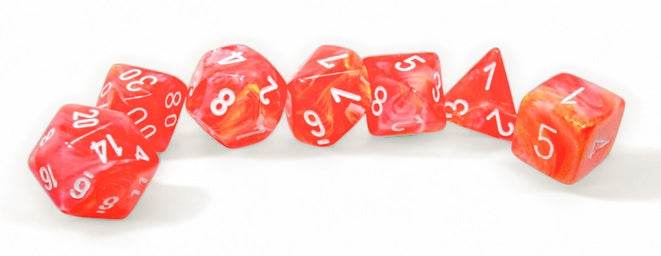 Festive Dahlia/White Polyhedral 7-die set -