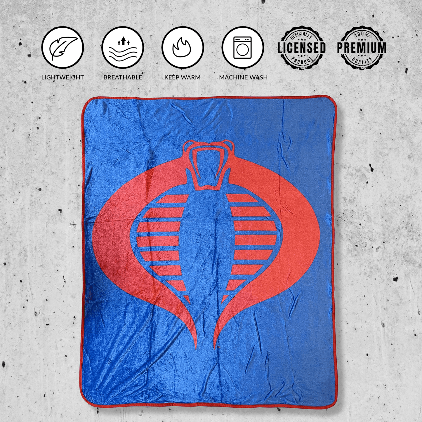 Hasbro G.I. Joe Cobra Symbol Blue 80's Cartoon Throw Blanket -